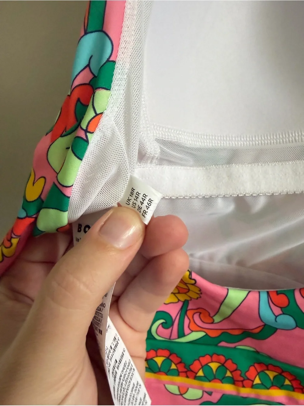 BODEN los V Panel Swimsuit Pink Floral NWOT Size 14R